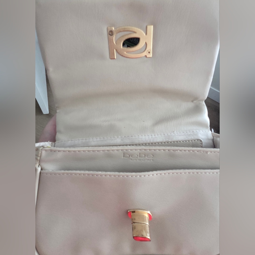 BEBE Beige Quilted Chain Crossbody Bag - Picture 3 of 5